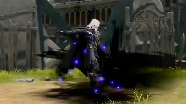 Fire Emblem: Fortune's Weave hero Blaze Art attack on a Heroic Games battlefield